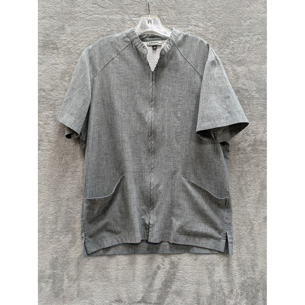 Utility Full Zip Shirt Mens Medium Gray Short Sleeve Pockets Cintas Workwear